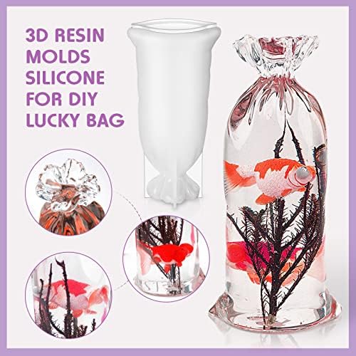 2 Pcs Lucky Bag Resin Molds Silicone Molds for Resin Casting Bag Shape Silicone Epoxy Mold 3D Jewelry Casting Molds Large Epoxy Casting Crafts for Home Table DIY Making Flower Preservation