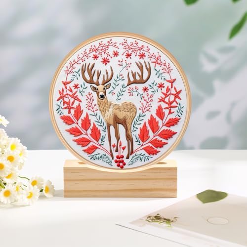 Chunful 6 Pcs Embroidery Hoop Display Stand Wooden Embroidery Frames Holder 2 Tier Groove Cross Stitch Hoop Stand Base Accessories for Display Works Home Exhibition Decor (4.29" X 1.3" X 1.57")