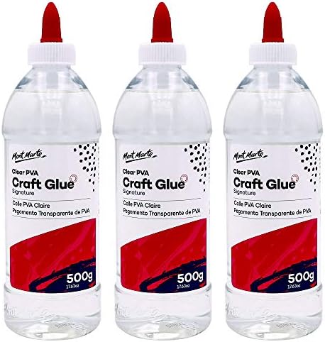 Mont Marte Signature Clear PVA Craft Glue 17.63oz (500g) 3Pack, Suitable for Paper, Card and Fabric