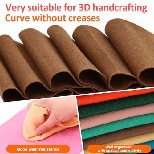 XSEINO 12 Rolls 8"x35" 1.4mm Thick Soft Felt Fabric Sheet 12 Assorted Midnight Garden Series Colors Felt Pack for DIY Craft Sewing Squares Nonwoven Patchwork