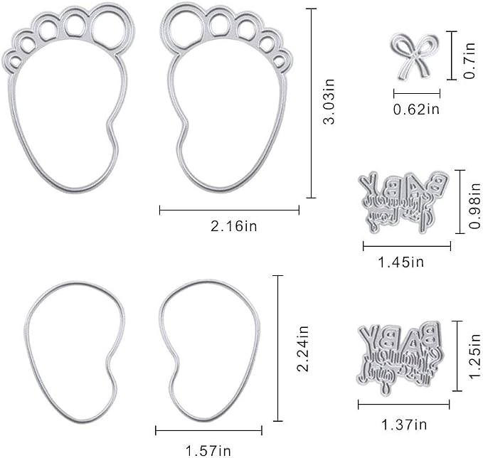 Baby Shower Cutting Die Baby Products Die Cuts for Card Making Cute Infant Foot Dies for Baby Shower Decoupage DIY Scrapbooking Photo Album Card Craft Birthday Decor Stencil Template Tool