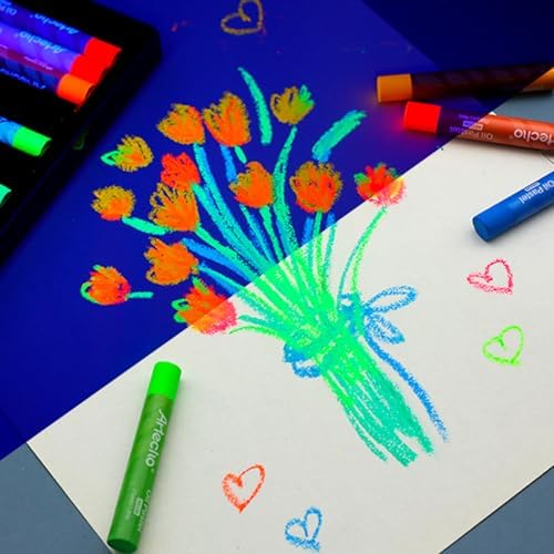 Artecho Neon Oil Pastels Set of 12 Colors 6 Packs (10 x 70 mm) | Soft Oil Pastels, For Art Painting, Drawing, Blending, For Artists, Beginners, Students, Teachers