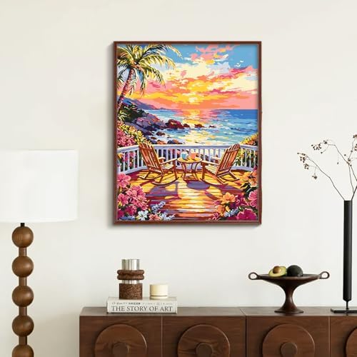 ZTOTZ Paint by Numbers Kit for Adults Sunset Landscape Art 16x20 Home Decor