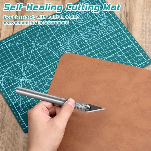 4 Pcs Leather Punch Pads, Craft Cutting Mat Craft Mat Sound Absorbing Pad and A4 Self Healing Cutting Mat Hole Punchs Stamping Tool for Leathers Working DIY Crafts
