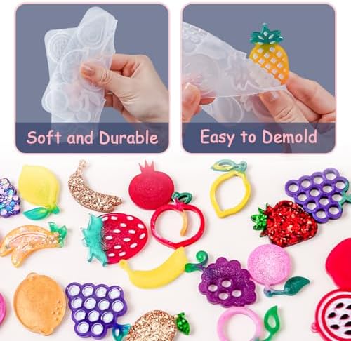 YODOYO Earring Resin Molds 4pcs Fruit Keychains Resin Jewelry Making Mold