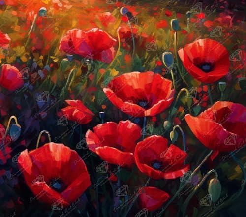 DIAMOND ART CLUB Poppy Field Diamond Art Kits for Adults