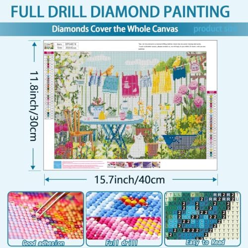YOLENIX Garden Diamond Art Kits for Adult Diamond Painting Kit for Beginner