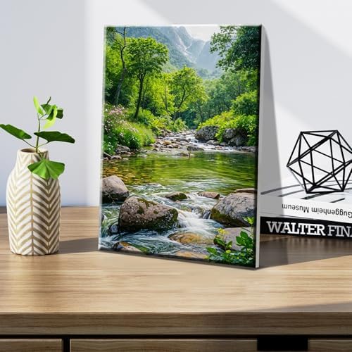 JOOZ Landscape Paint by Number Kit for Adults Beginner with Easel Mountain Adult Paint by Number Kits on Canvas with Frame Forest DIY Oil Painting Kits for Gift Home Wall Decor 7.87x11.81 Inch