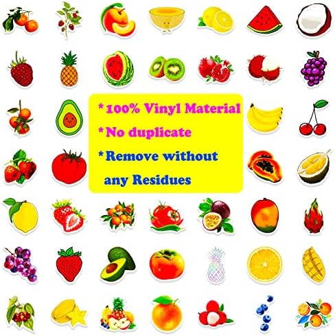 Fruit Stickers, 100 Pcs Cute Fruits Stickers Pack, Colorful VSCO Waterproof Sticker for Water Bottle Scooter Luggage Laptop, Fruits Sticker Bulk Holiday Gifts for Kids Teens Adults