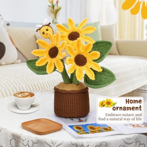 LUNARM Crochet Kits, Crochet Kit for Beginners Adults Sunflower