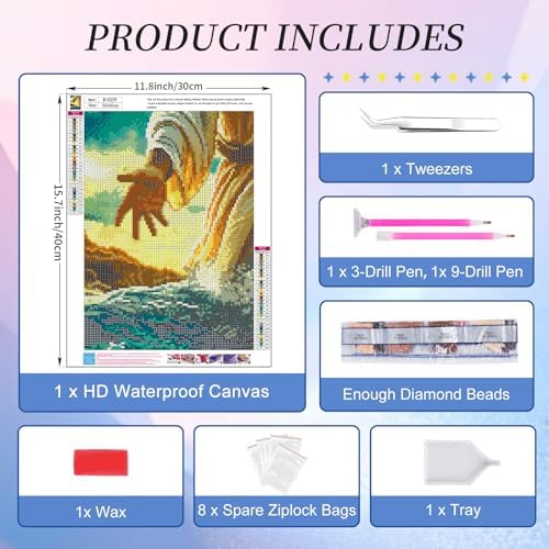 Diamond Art Kits for Adults, Jesus Diamond Painting Kit, 12 x 16 Inch