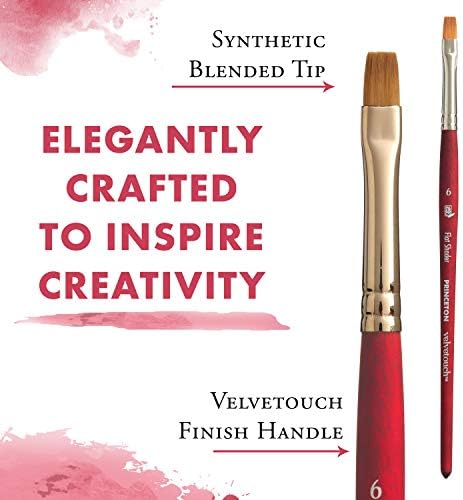 Princeton Velvetouch, Series 3950, Paint Brush for Acrylic, Oil and Watercolor, Flat Shader, 6
