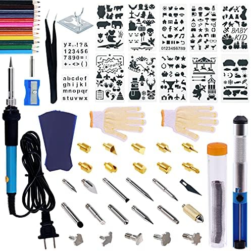 172Pcs Wood Burning Kit, Professional Adjustable Temperature Pyrography Wood-Burning Pen with Soldering Iron Tips, Woodburning Tool Accessories for Embossing Carving Soldering