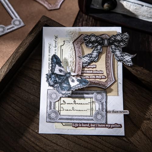 120PCS Vintage Frame Sticker Set, Retro Decorative Borders, Cardstock & PET Stickers for Scrapbook Journal Collage Planner DIY