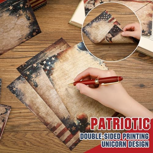 TaoBary 160 Pcs Retro Patriotic Stationery Paper and Envelopes Set