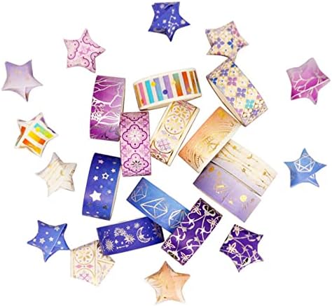 12 Rolls Galaxy Washi Tape Set Bronzing Starry Night Decorative Masking Tape for Scrapbooking, Journal, Planner, DIY Crafts, Gift Wrapping