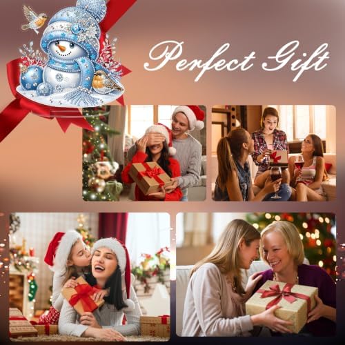 Christmas Diamond Art Kits for Adults,Snowman with Robins Diamond Painting