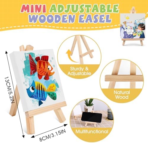 ESRICH 12 Set Mini Acrylic Paint Kit, Mini Stretched Canvas with Easel
