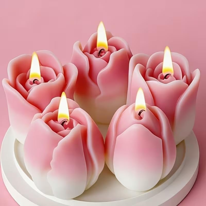 3 PCS Tulip Flower Silicone Molds 3D Floral Candle Mold for Soap,Resin
