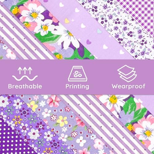 Aubliss 8pcs Fat Quarter Fabric Bundles (100% Cotton - 20'' x 20'')