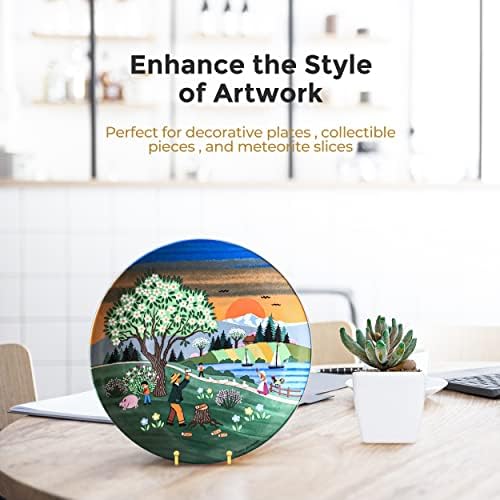 TR-LIFE Plate Display Stand - 4.5 Inch Holder + Metal Frame for Picture, Decorative Plate, Photo Easel, Tabletop Art (Gold 2 Pack)