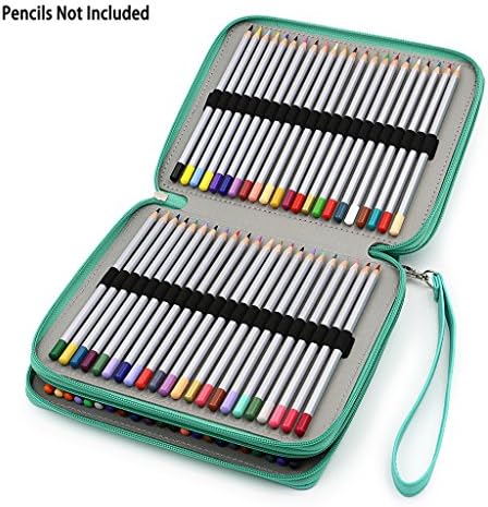 BTSKY Deluxe PU Leather Pencil Case For Colored Pencils - 120 Slot, Green