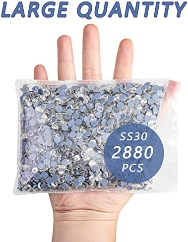 Beadsland Hotfix Rhinestones Bulk, Crystal, SS30, 2880pcs