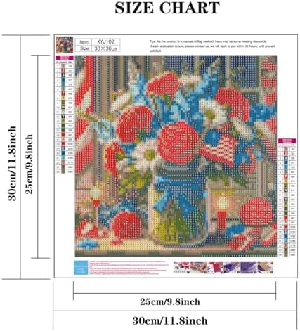 wavaiov 5D Diamond Painting Kits for Adults Beginners, American Flag Flower Full Round Drill Diamond Art Kits, Independence Day Gem Art Paint by Diamonds Dots Crafts Kits for Home Decor 12x12Inch
