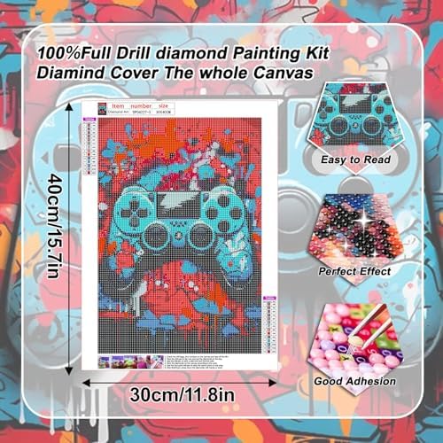 VeGuude Diamond Painting Kits for Adults,DIY Gaming Equipment 3 Pack Diamond Painting Kits for Beginner,5D Full Round Drill Diamond Gem Painting Kits for Home Wall Decor 12x16inch