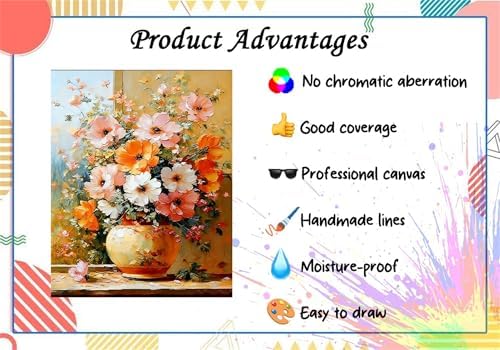Flower Paint by Numbers Kit for Adults,Wild Daisy Adult Painting by Numbers for Beginner on Canvas,DIY Painting Kits for Home Wall Decor,Gifts (Flower5)