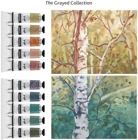 Tusc & Pine Artist Oil Paint - 40 ml Set of 10 - Warm and Cool Grayed- Non-Yellowing, Rich & Creamy Consistency, Maximum Pigment Load, Small Batch Milled Oil Paints Developed for Professional Artists