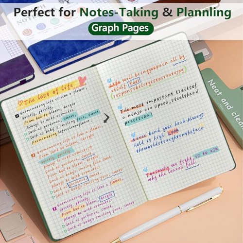 Graph Paper Notebook 5.9"×8.5", 160 Pages Grid Notebook, A5 Graphing Paper | Hardcover Leather Journal for Women & Men,100 Gsm, Grid Spacing 5mm x 5mm, Medium Size, Grid notebook for Work, School, Math