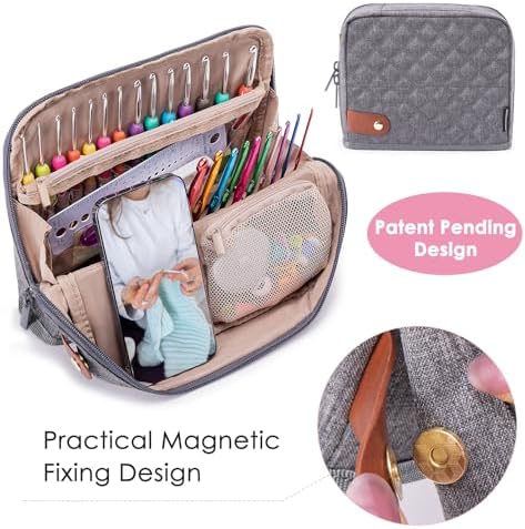 MYBAGZING Empty Crochet Hook Case - Stand Up Organizer with 30 Slots for Hooks & Needles, Accessories - Needles Set for Lovers, Kit for Beginners
