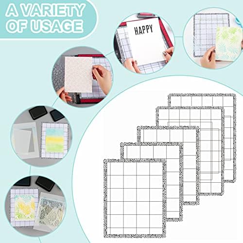 Briartw 5 PCS Low Stick Mat Sticky Non-Slip Flexible Gridded Stamp Mats, 2 Standard and 3 Mini Multi-Use Low Tack Mat for Stamping Platform Adhesived Sheet Stamp Scrapbooking Craft Accessory
