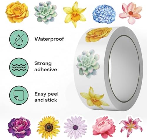 500Pcs Flower Stickers Colorful Floral Vinyl Decals