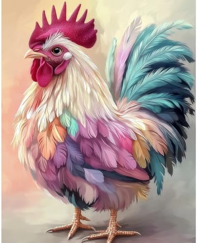 Natuyalo Paint by Numbers Kit for Adults - Colorful Rooster Adult Paint by Number Kits on Canvas Without Frame for Beginner, Animals Acrylic Painting by Numbers Kit for Gift Home Wall Decor 16x20 inch