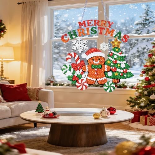 VeGuude Christmas Diamond Art Kits for Adults, DIY Acrylic Hanging Ornament