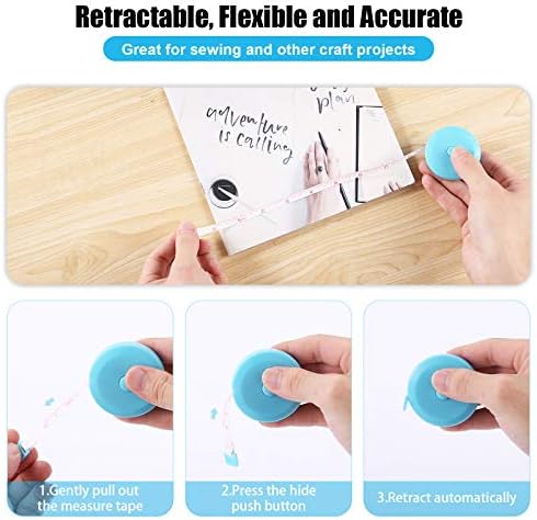 Tape Measure Body Measuring Tape, Retractable 60 Inch Soft Mini Measuring Tape, Small Sewing Fabric Tape Measurer for Cloth Waist Medical Nursing Craft(3 Pack/Pink Purple Sky Blue)