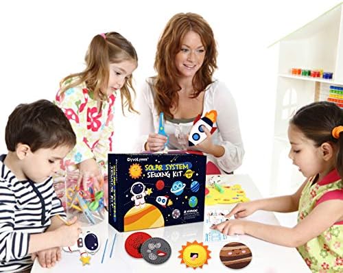 CiyvoLyeen Space Sewing Kit for Kids Solar System DIY Activity Kids Felt Craft Supplies for 7 8 9 10 11 12 Girls and Boys Educational Beginners Sewing Set of 11