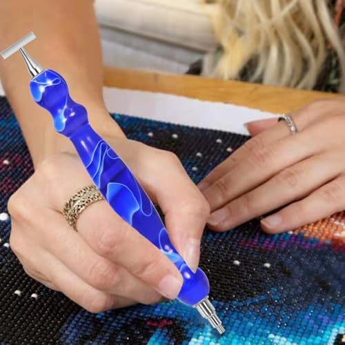 Praise V Do Thin Version Stainless Steel Diamond Painting Art Drilling Pen Kit with Screw Silver Metal Tips Nib Placer Roller Tool Accessories, Ergonomic Diamond Art Pen for 5D Diamond Paint Bead Dot