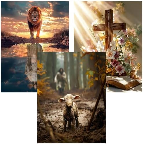 WNPOKN 3Pcs Religious Diamond Art Kits for Adults 12x16inch