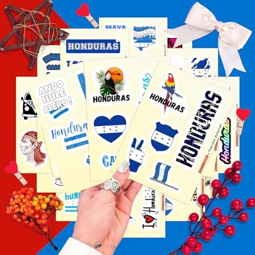 Honduras Stickers for Water Bottle and Laptop - Honduras Party Supplies & Decorations, Waterproof Vinyl Decals, Honduran Flag and Culture Stickers, Gifts for Women & Men