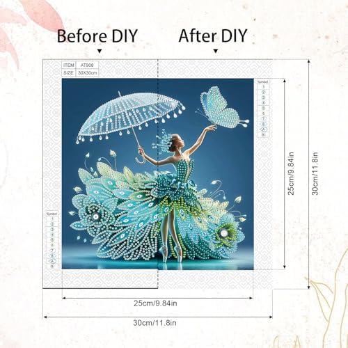Special Shape Diamond Art Kits for Adults, Elegant Dancer with Butterfly 5D Crystal Rhinestone Diamond Art Canvas, DIY Paint by Diamonds Craft Kit, Diamond Painting Wall Décor for Home Decoration