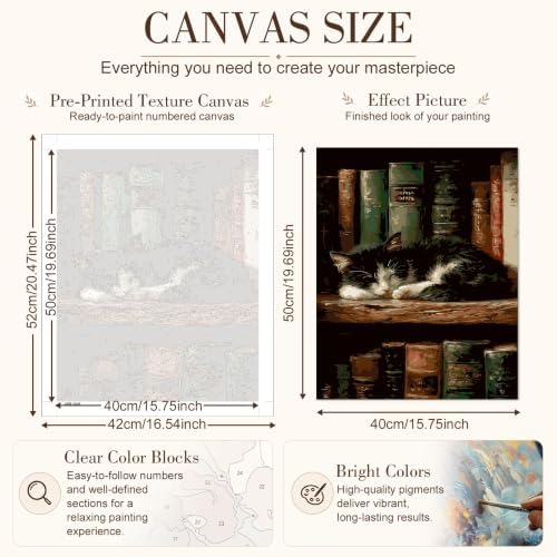 TELMOXA Cat Paint by Numbers Kit for Adults, 16x16 in