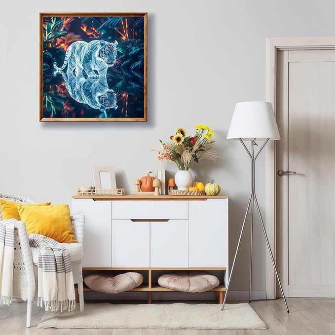 Diamond Art Kits for Adults,White Tiger Diamond Painting for Beginners