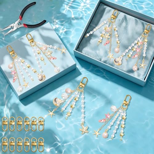 792pcs Seashell Keychain Making Kit | Ocean DIY Craft Key Chain Accessories