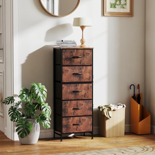 Sweetcrispy 5 Storage Drawer Bedroom Dresser, Tall Dresser for Organizer