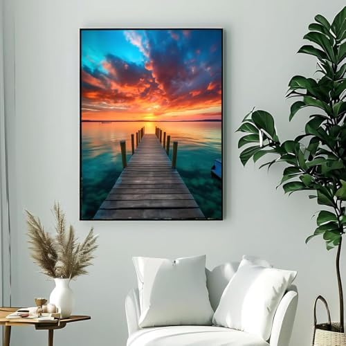 AIBOERL Paint by Numbers Kit for Adults Beginner,Sunset Scenery, 12X16In