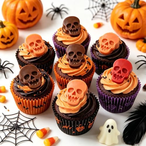 Skull Chocolate Candy Mold 24-Cavity, Halloween Skull Silicone Molds