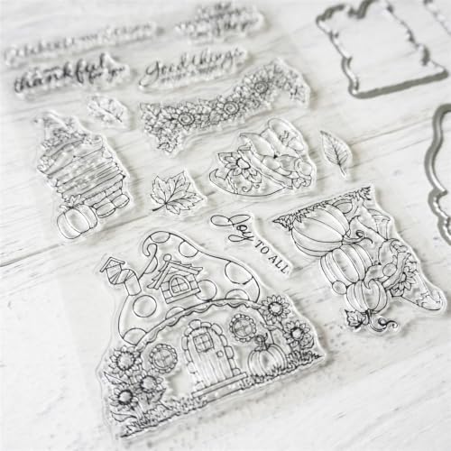 Dwarf Pumpkin Autumn Clear Stamps and Die Cuts Sets for DIY Card Making